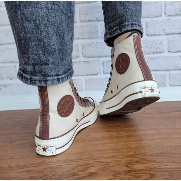 ⭐ Converse Chuck 70 High Leather Overlays 5.5 Men's Shoes Sneakers Ivory A09450C - Picture 4 of 11